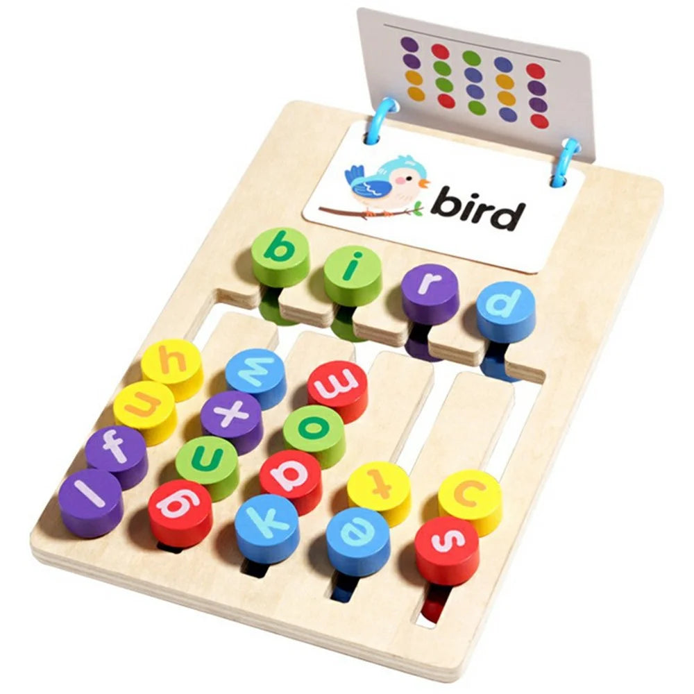 MWDH-2512 Five Color Matching Letter Word Spelling Wooden Board Logic Learning Educational Toy for Children - 1