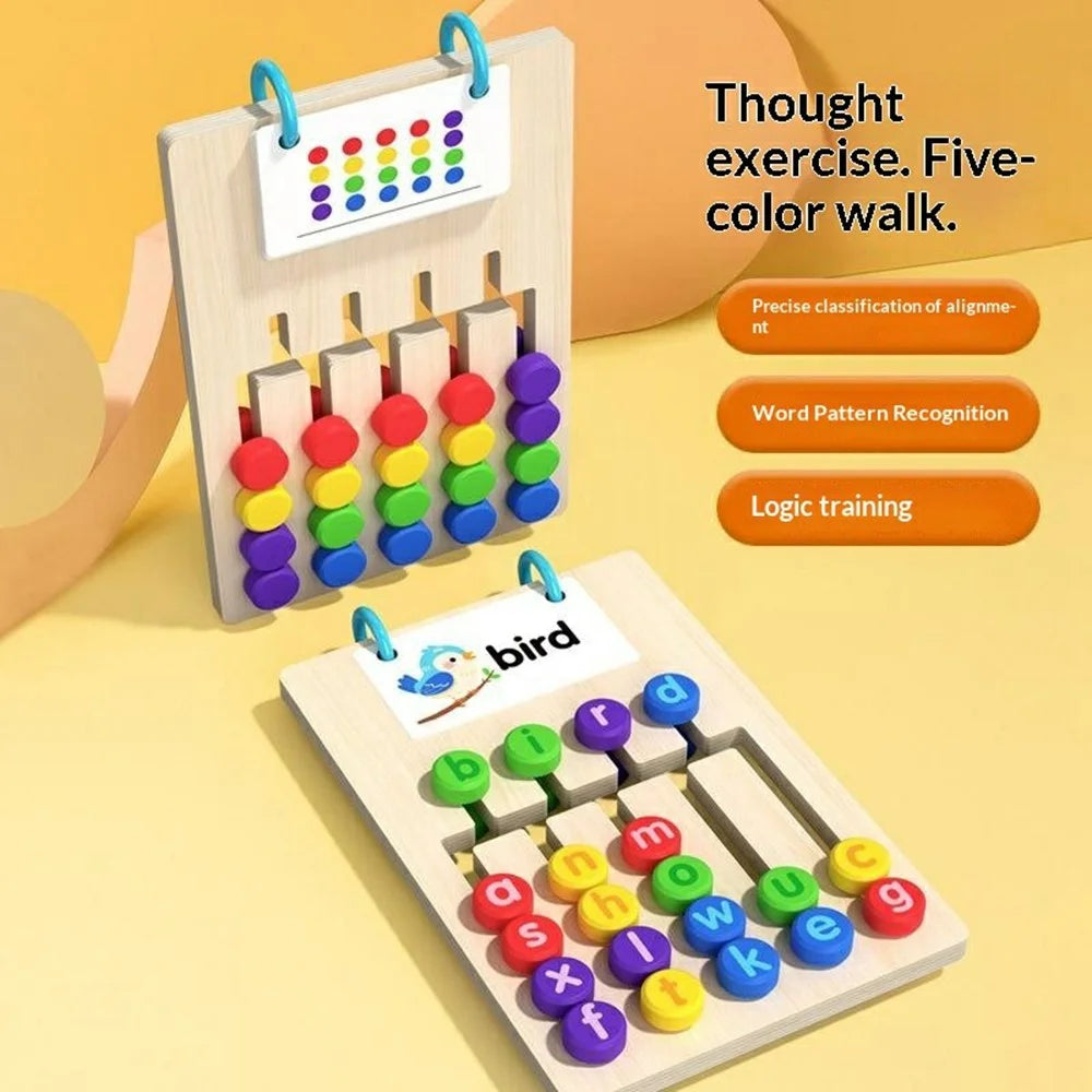 MWDH-2512 Five Color Matching Letter Word Spelling Wooden Board Logic Learning Educational Toy for Children - 2