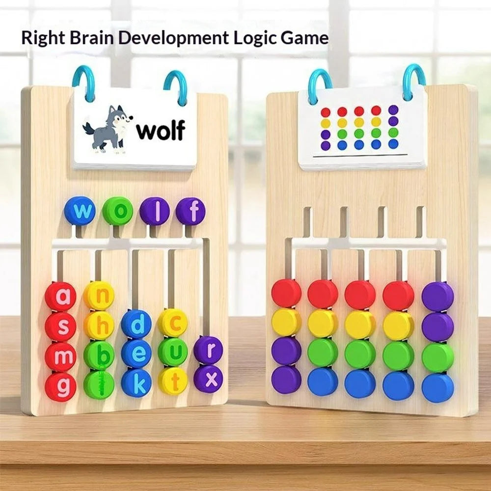 MWDH-2512 Five Color Matching Letter Word Spelling Wooden Board Logic Learning Educational Toy for Children - 3