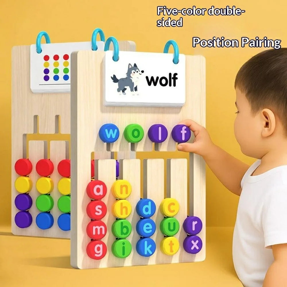 MWDH-2512 Five Color Matching Letter Word Spelling Wooden Board Logic Learning Educational Toy for Children - 4