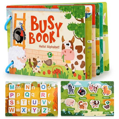 Reusable Tear and Stick Busy Book for Toddlers Early Learning Magic Tape Activity Book Quiet Educational Toy - 557 - 1