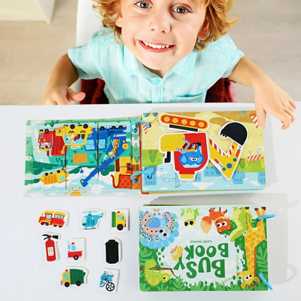 Reusable Tear and Stick Busy Book for Toddlers Early Learning Magic Tape Activity Book Quiet Educational Toy - 557 - 6