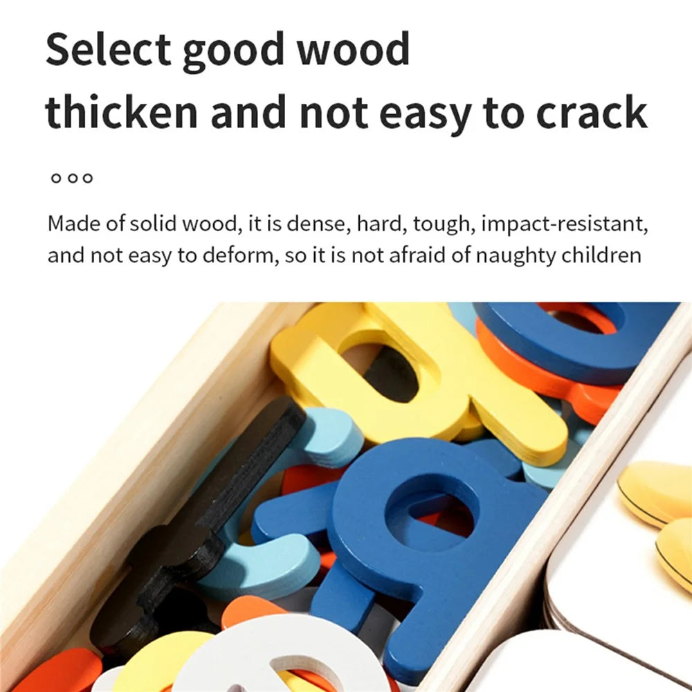 MWDH-2504 Wooden Letter Spelling Game 26 English Alphabet Educational Toy Picture Word Puzzle for Kids Learning - Multi-color - 5