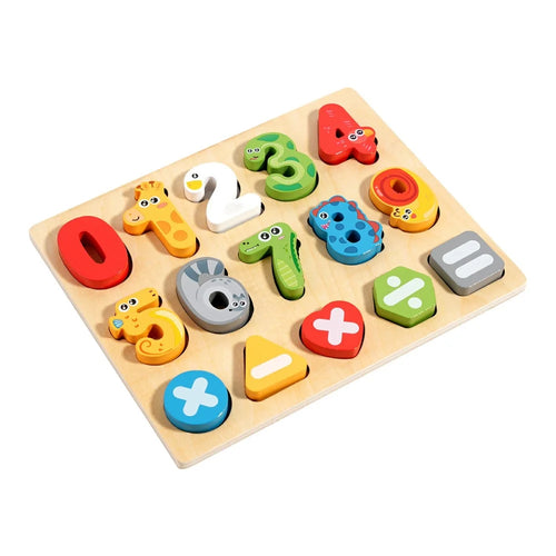 MWDH-2514 Wooden Puzzle Board Number Matching Game Number Math Kids Early Education Toy - Multi-color - 1