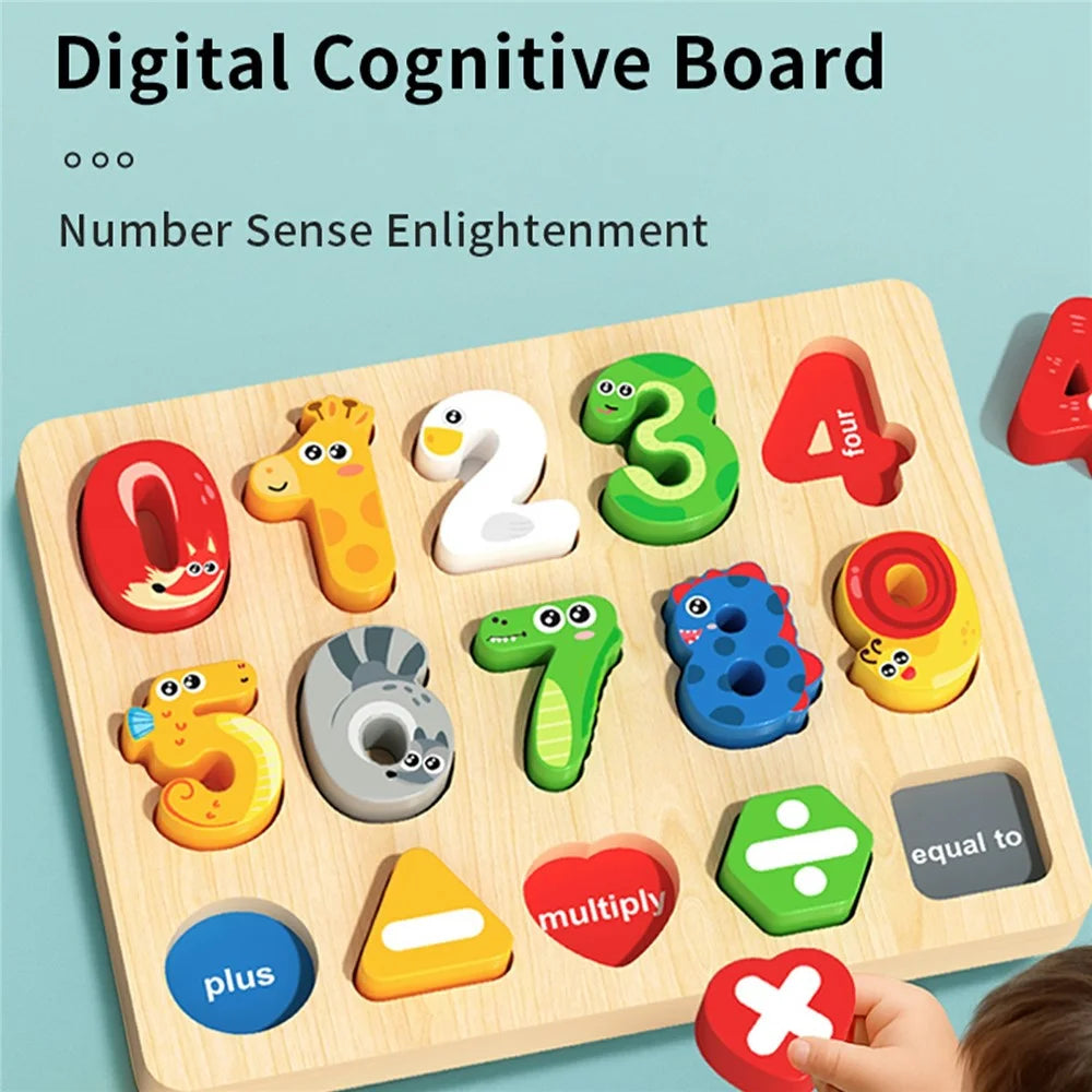 MWDH-2514 Wooden Puzzle Board Number Matching Game Number Math Kids Early Education Toy - Multi-color - 2