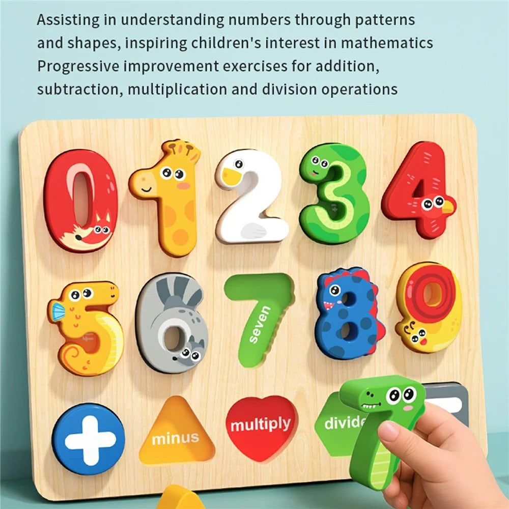 MWDH-2514 Wooden Puzzle Board Number Matching Game Number Math Kids Early Education Toy - Multi-color - 3