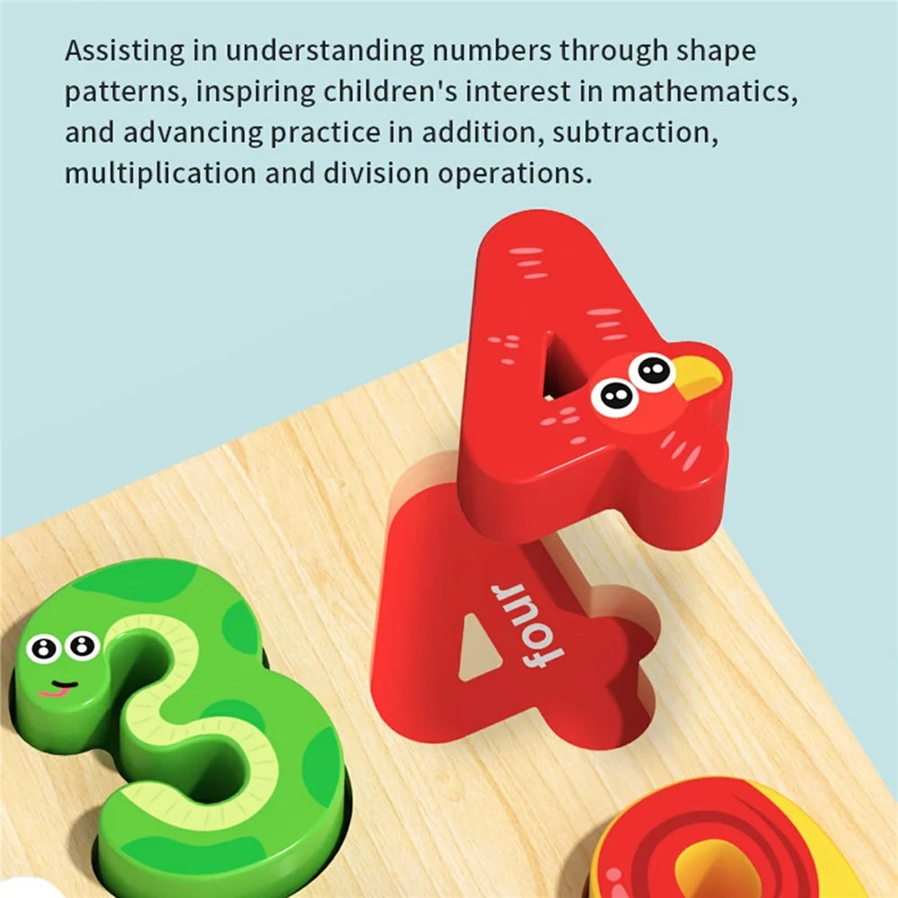 MWDH-2514 Wooden Puzzle Board Number Matching Game Number Math Kids Early Education Toy - Multi-color - 4