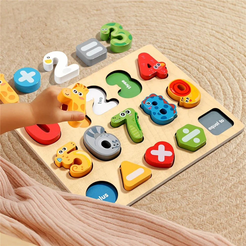 MWDH-2514 Wooden Puzzle Board Number Matching Game Number Math Kids Early Education Toy - Multi-color - 6