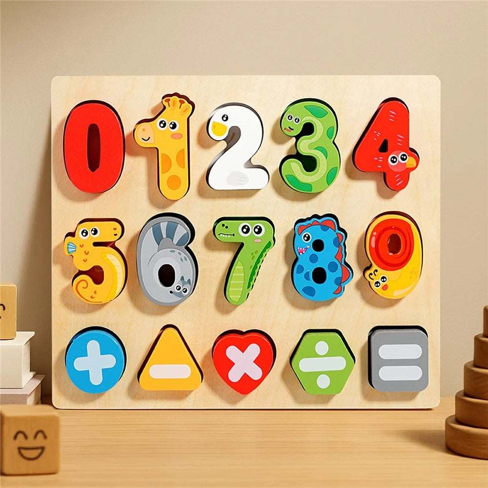 MWDH-2514 Wooden Puzzle Board Number Matching Game Number Math Kids Early Education Toy - Multi-color - 7