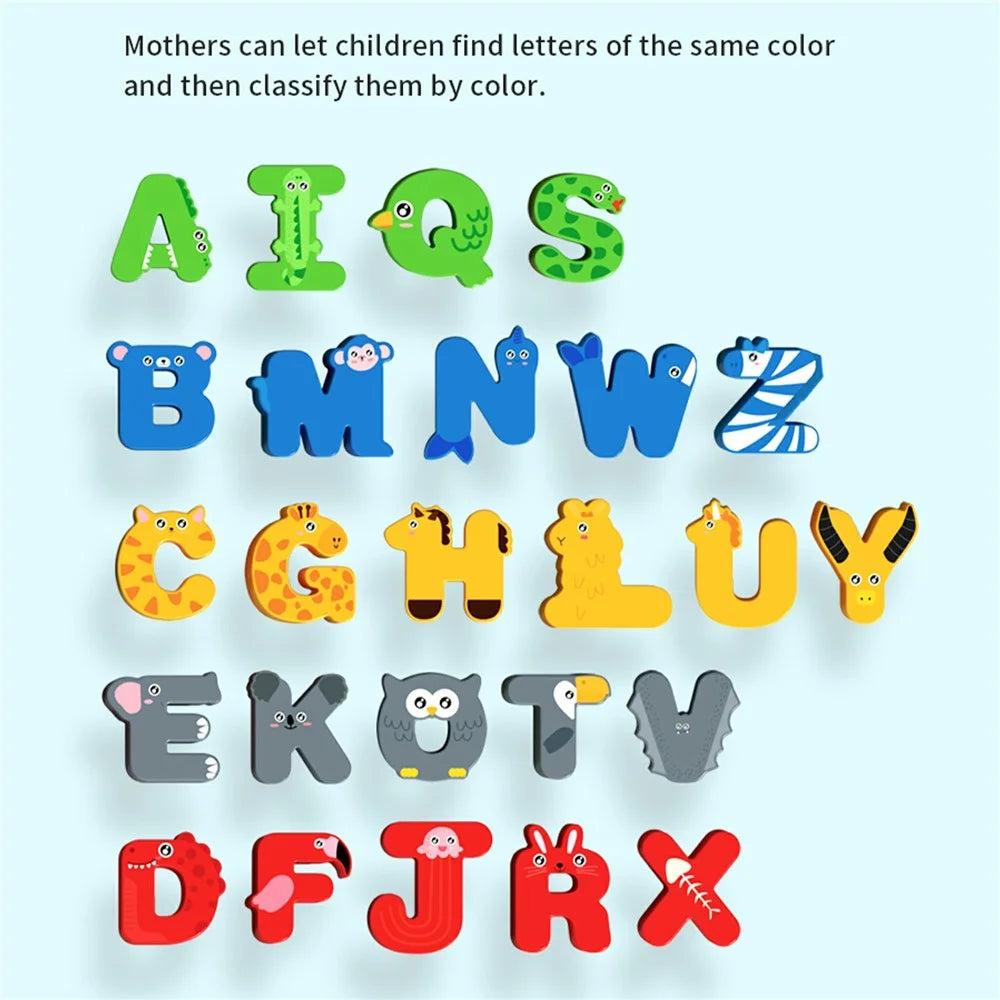 MWDH-2513 Cartoon Wooden Alphabet Puzzles Matching Games Kids Early Education Toy - Multi-color - 4