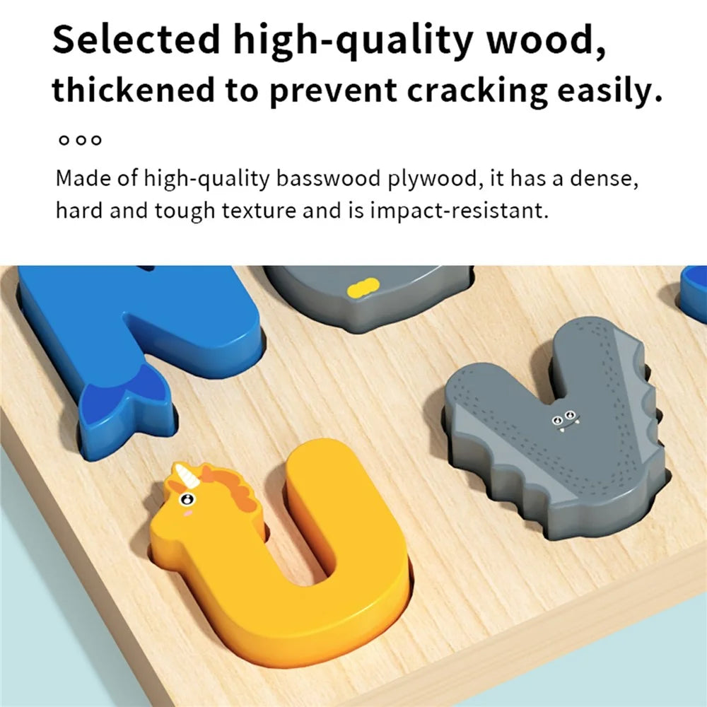 MWDH-2513 Cartoon Wooden Alphabet Puzzles Matching Games Kids Early Education Toy - Multi-color - 5