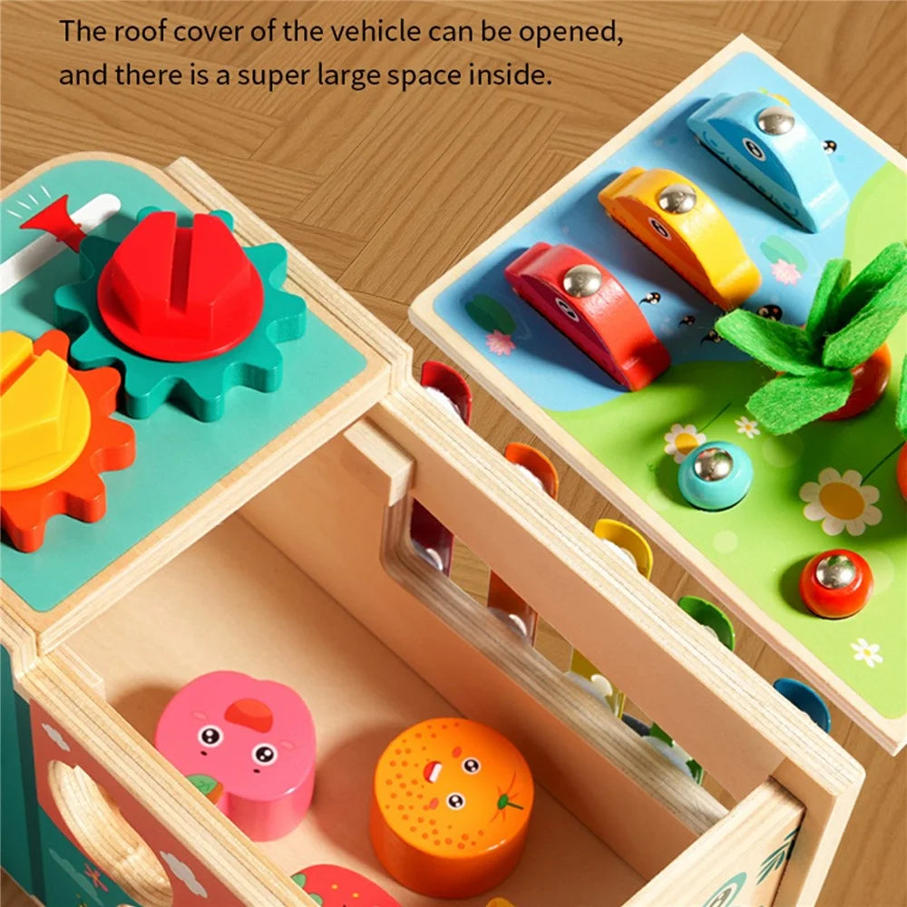 MWDH-2516 Multifunctional Wooden Farm Truck Shape Sorting Fishing Bead Maze Kids Early Educational Toy - Multi-color - 6