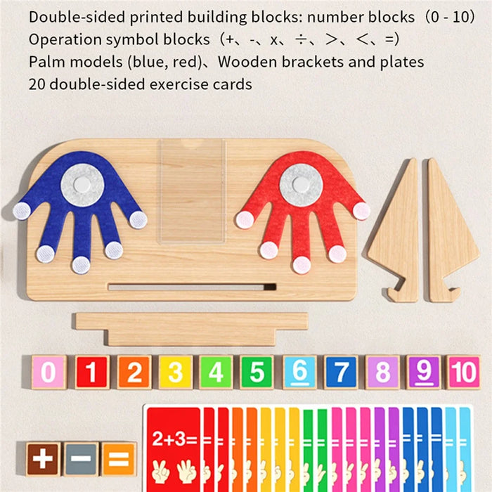 MWDH-2517 Math Finger Counting Wooden Number Math Learning Game Educational Toy Kids Gift - Multi-color - 2