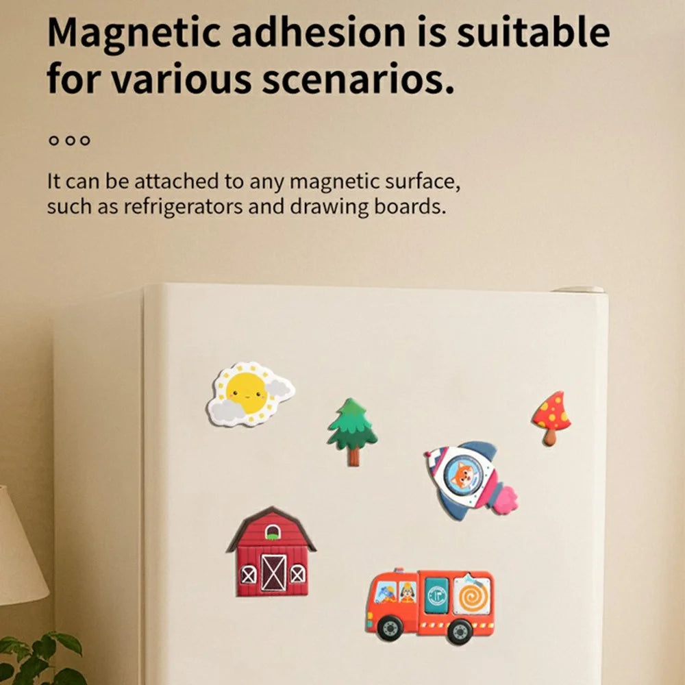 MWDH-2505 Magnetic Puzzles Stickers Character Transport Animal Dress Magnet Puzzles Kids Early Educational Toy - Face Change - 3