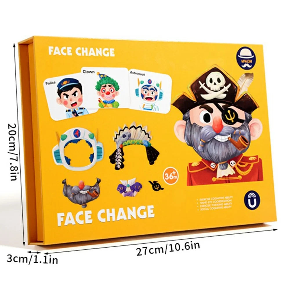 MWDH-2505 Magnetic Puzzles Stickers Character Transport Animal Dress Magnet Puzzles Kids Early Educational Toy - Face Change - 7