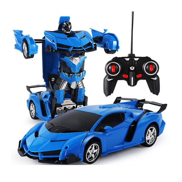 2 In 1 Transformation Robots Racing Car Toy RC Deformation Car Sports Vehicle Model Kids Gift - Blue - 1