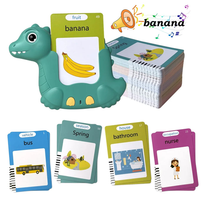 Cartoon Dinosaur Card Reading Machine with 510 Flash Cards Educational Learning Toy for Kids Early Development - 1