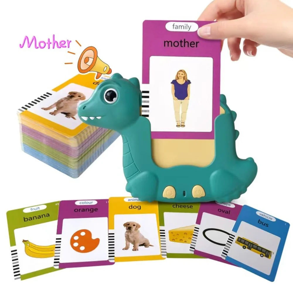 Cartoon Dinosaur Card Reading Machine with 224 Flash Cards Educational Learning Toy for Kids Early Development - 224 Flash Cards - 3