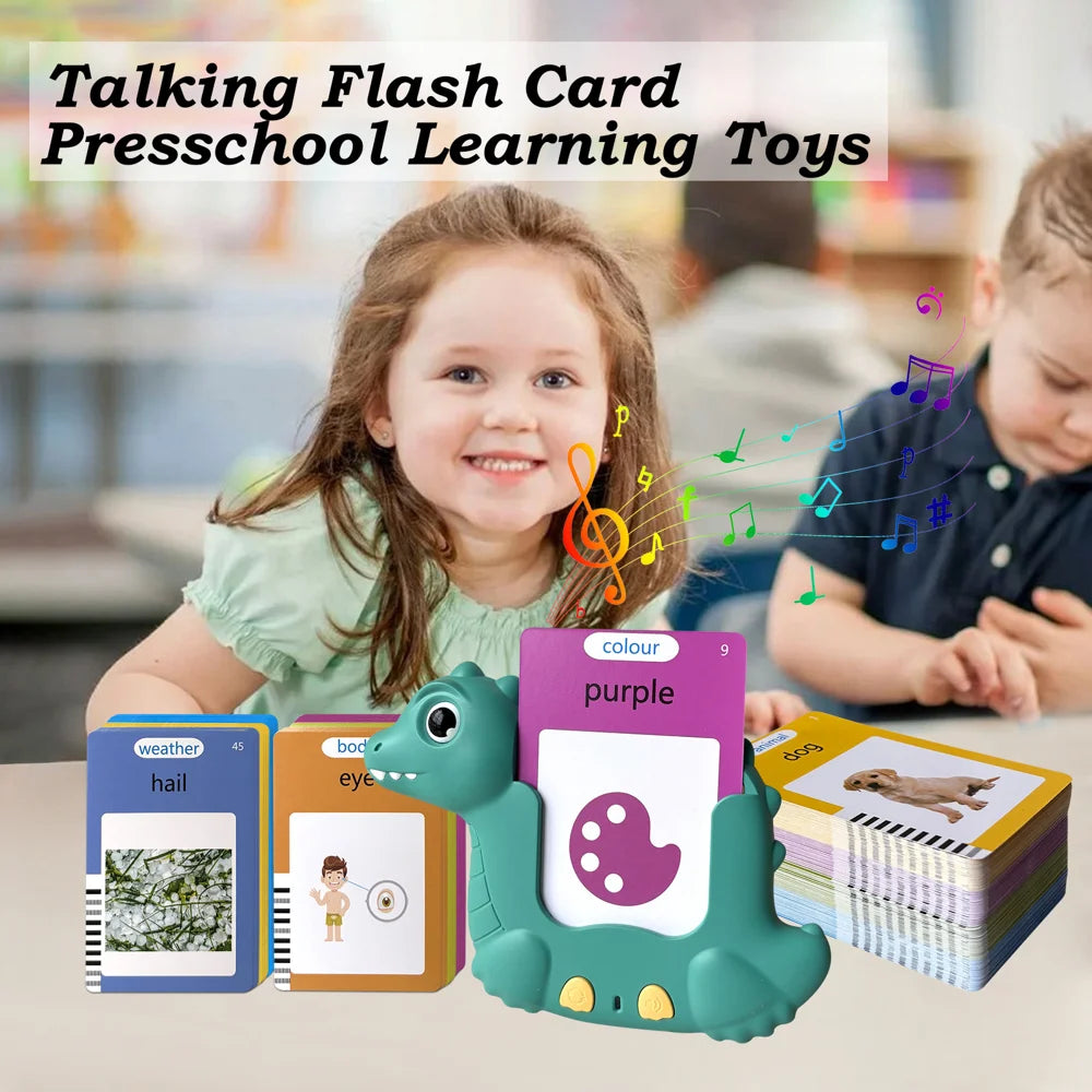 Cartoon Dinosaur Card Reading Machine with 224 Flash Cards Educational Learning Toy for Kids Early Development - 224 Flash Cards - 5