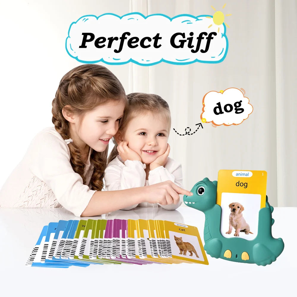 Cartoon Dinosaur Card Reading Machine with 224 Flash Cards Educational Learning Toy for Kids Early Development - 224 Flash Cards - 7