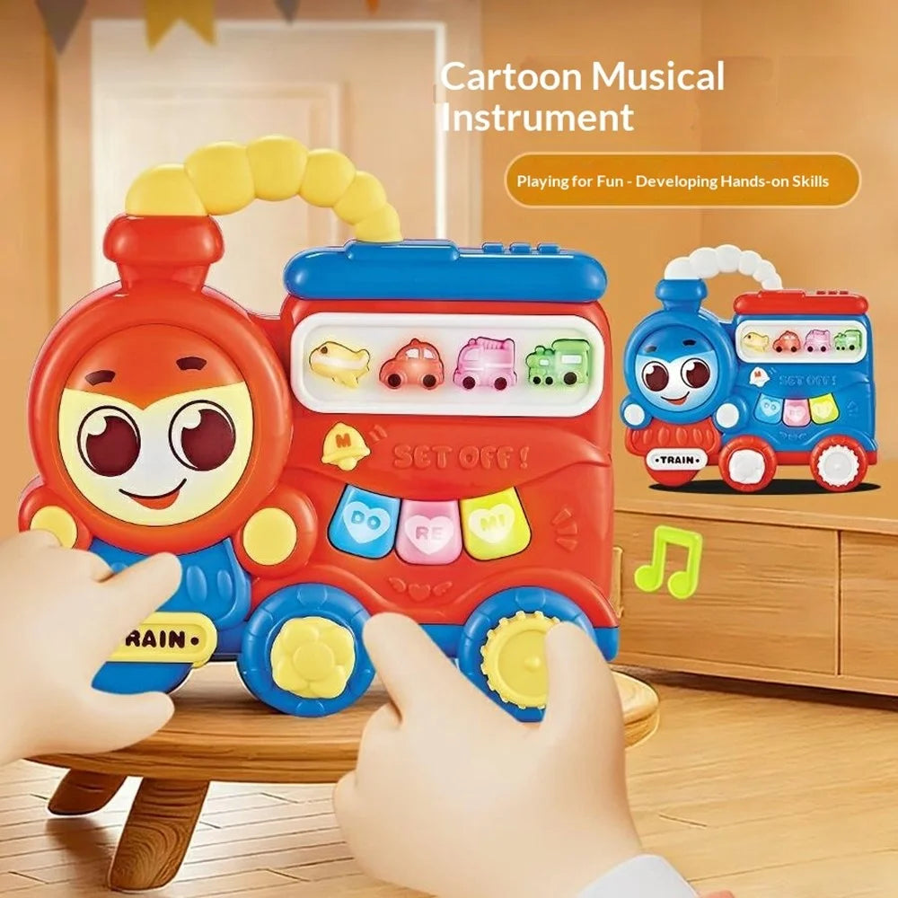 BEL8823-D Kids Electronic Piano Cartoon Train Musical Toy with Light Sound Educational Instrument Learning Toy, Random Color - Train - 4