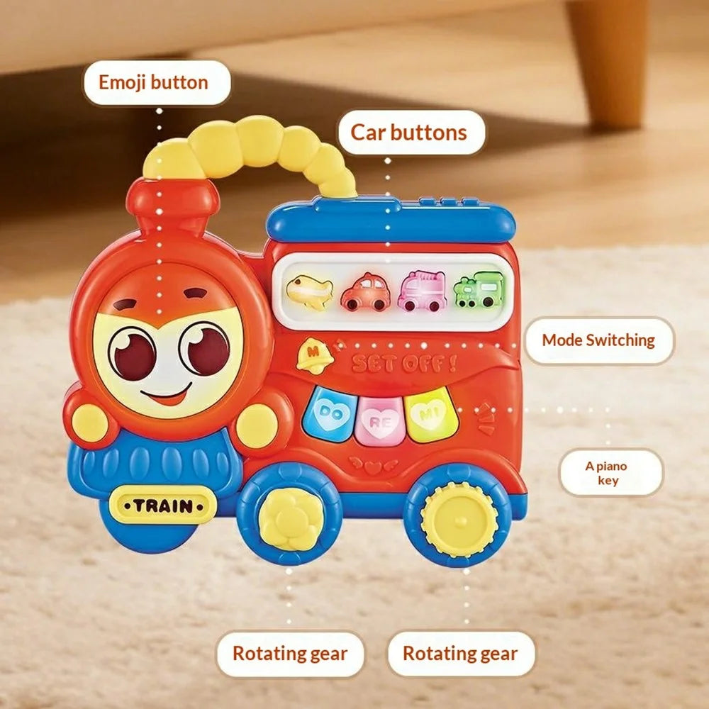BEL8823-D Kids Electronic Piano Cartoon Train Musical Toy with Light Sound Educational Instrument Learning Toy, Random Color - Train - 5