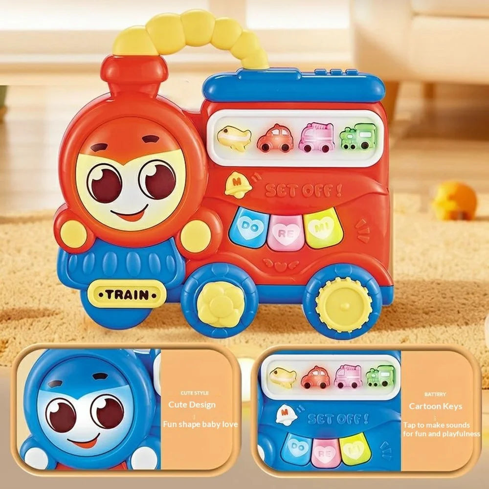 BEL8823-D Kids Electronic Piano Cartoon Train Musical Toy with Light Sound Educational Instrument Learning Toy, Random Color - Train - 7