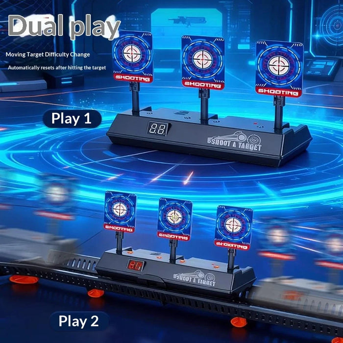 MH3541A Electronic Scoring Target Auto Return Moving Target Kids Practice Shooting Toy 3 Targets + Track System - Black - 5