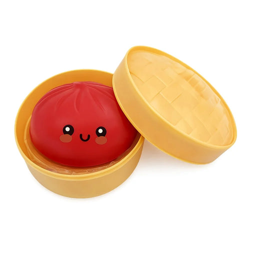 DOWMOO Red Steamed Bun Shape Squeeze Toy with Steamer Box Stress Relief Toy for Adult Kids - 1 Piece - 1