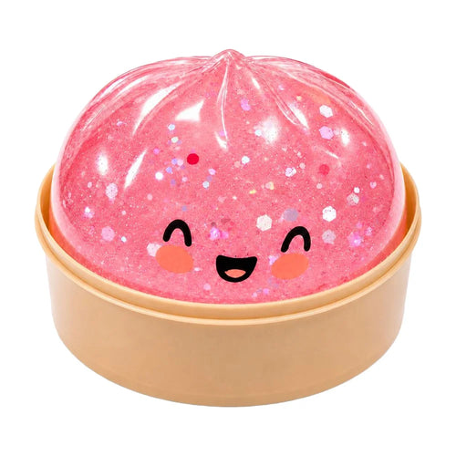 DOWMOO Transparent Pink Steamed Bun Shape Squeeze Toy with Steamer Box Stress Relief Toy for Adult Kids - 1 Piece - 1