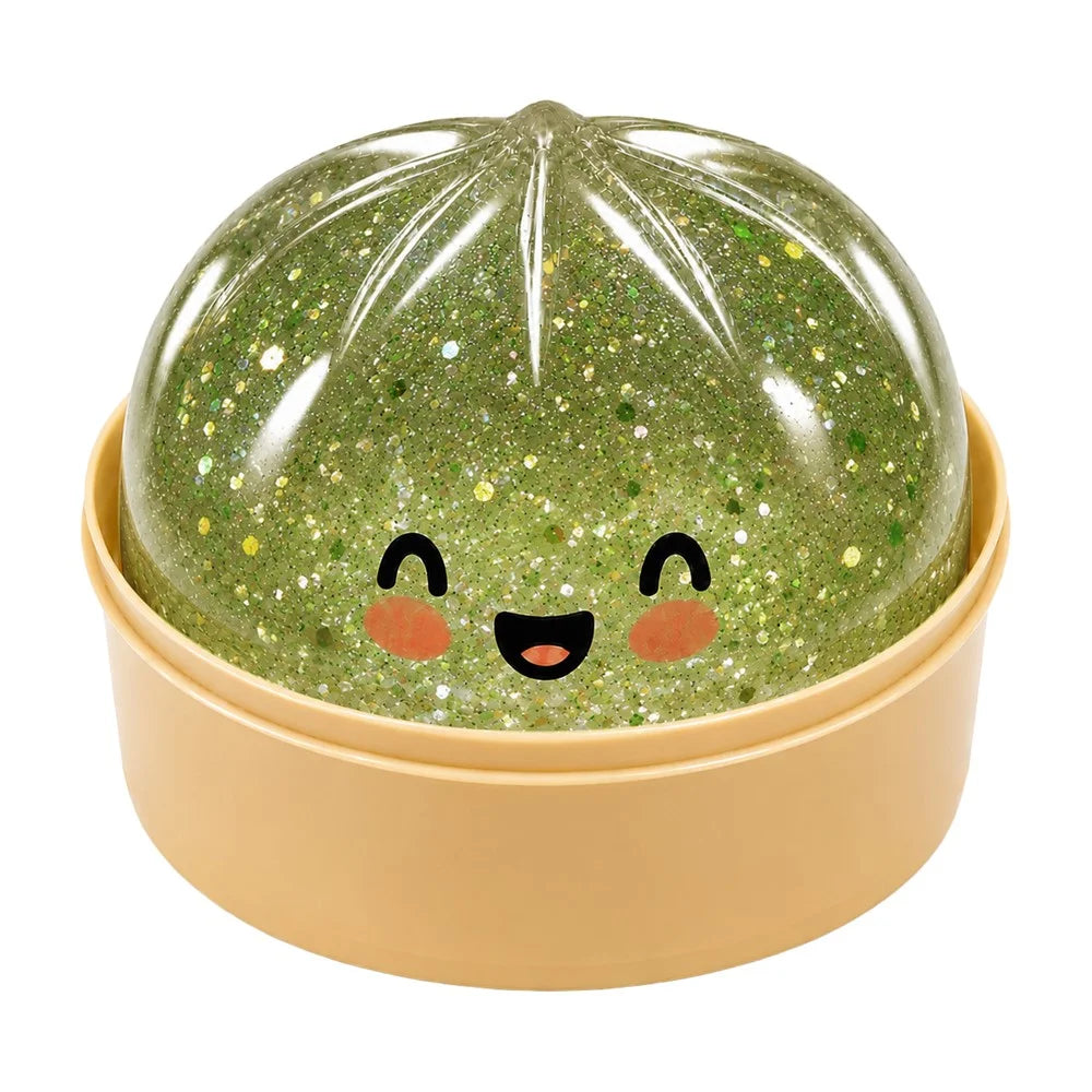 DOWMOO Gold Sequins Steamed Bun Shape Squeeze Toy with Steamer Box Stress Relief Toy for Adult Kids - 1 Piece - 1