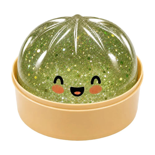 DOWMOO Gold Sequins Steamed Bun Shape Squeeze Toy with Steamer Box Stress Relief Toy for Adult Kids - 1 Piece - 1