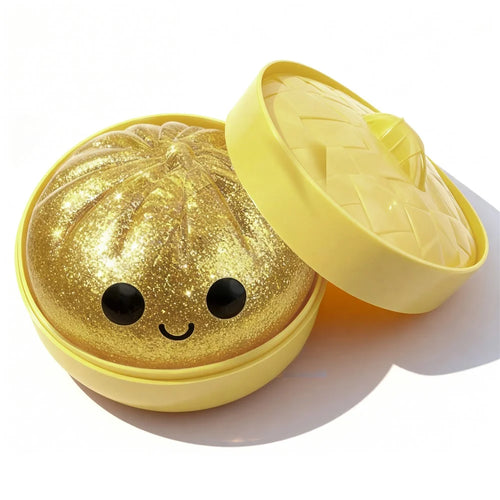 DOWMOO Light Gold Steamed Bun Shape Squeeze Toy with Steamer Box Stress Relief Toy for Adult Kids - 1 Piece - 1