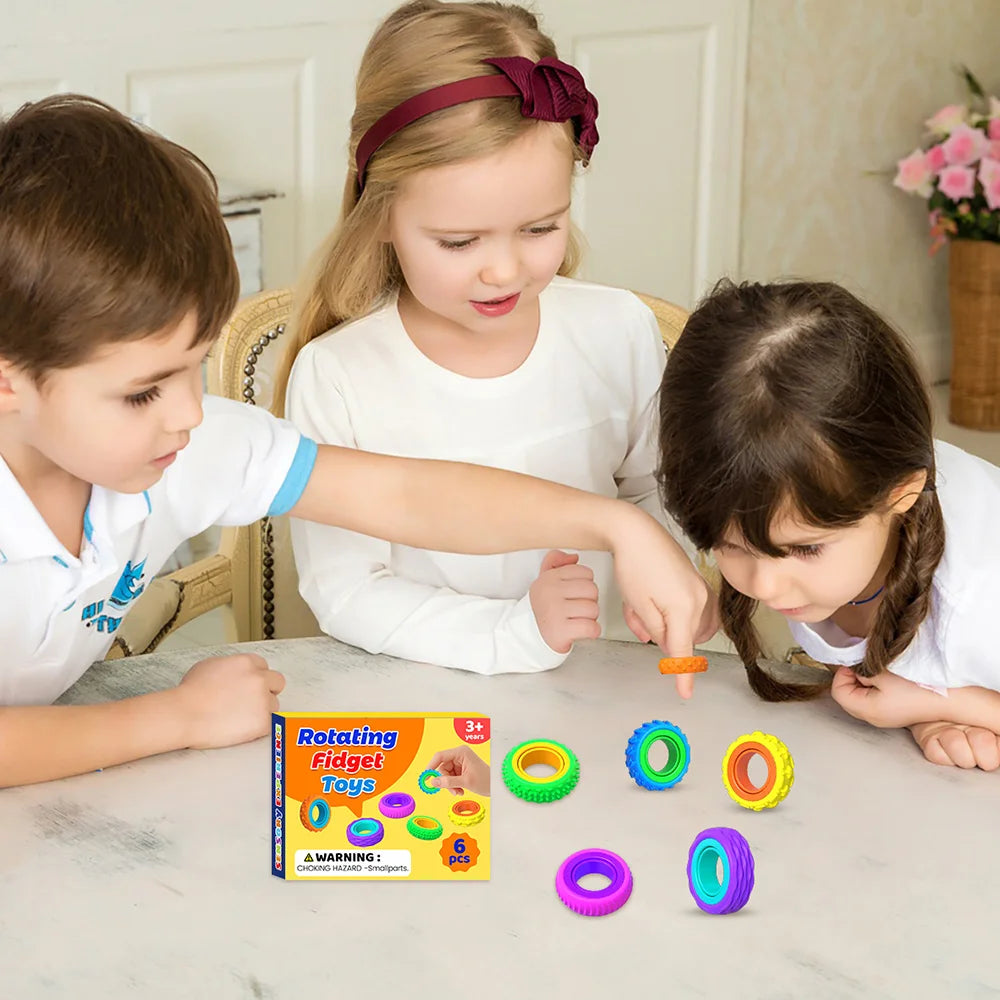 12Pcs Silicone Sensory Rings for Kids Stress Relief Rotating Finger Rings for Anxiety ADHD Focus - 12 Pieces - 4