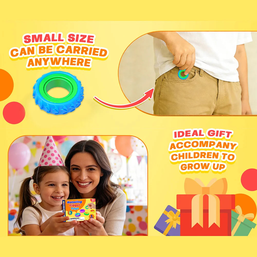 12Pcs Silicone Sensory Rings for Kids Stress Relief Rotating Finger Rings for Anxiety ADHD Focus - 12 Pieces - 6