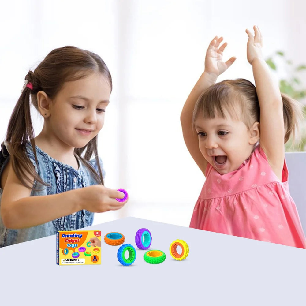 12Pcs Silicone Sensory Rings for Kids Stress Relief Rotating Finger Rings for Anxiety ADHD Focus - 12 Pieces - 7