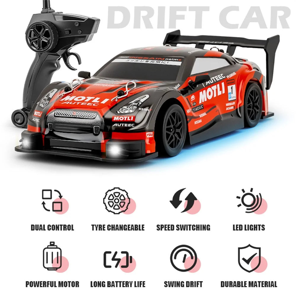 8821 1:24 4WD Drift Racing Car High Speed RC Car 2.4GHz Remote Control Vehicle for Kids Adults - Red - 3