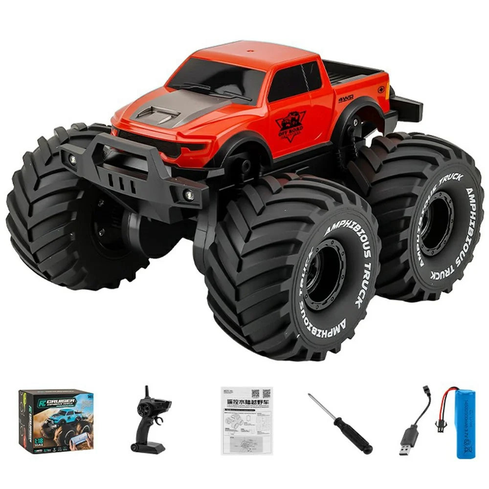 8860 1:16 Scale Amphibious RC Car 4WD Off-Road Vehicle 2.4GHz Remote Control Car Toy for Water Land - Red - 1