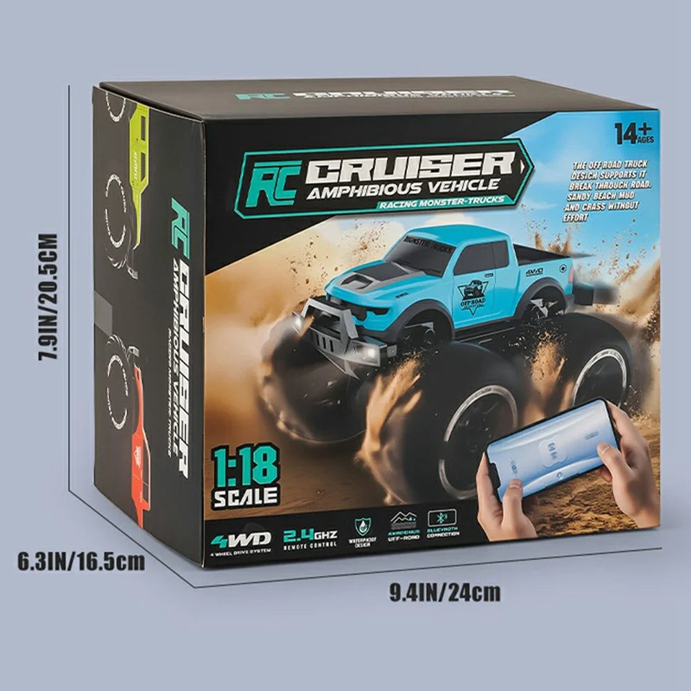 8860 1:16 Scale Amphibious RC Car 4WD Off-Road Vehicle 2.4GHz Remote Control Car Toy for Water Land - Red - 7