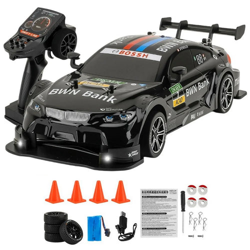 8812 1:18 Scale 4WD RC Drift Car 2.4GHz Remote Control ESP Gyroscope LED Lights All Terrain Racing Car - Black - 1