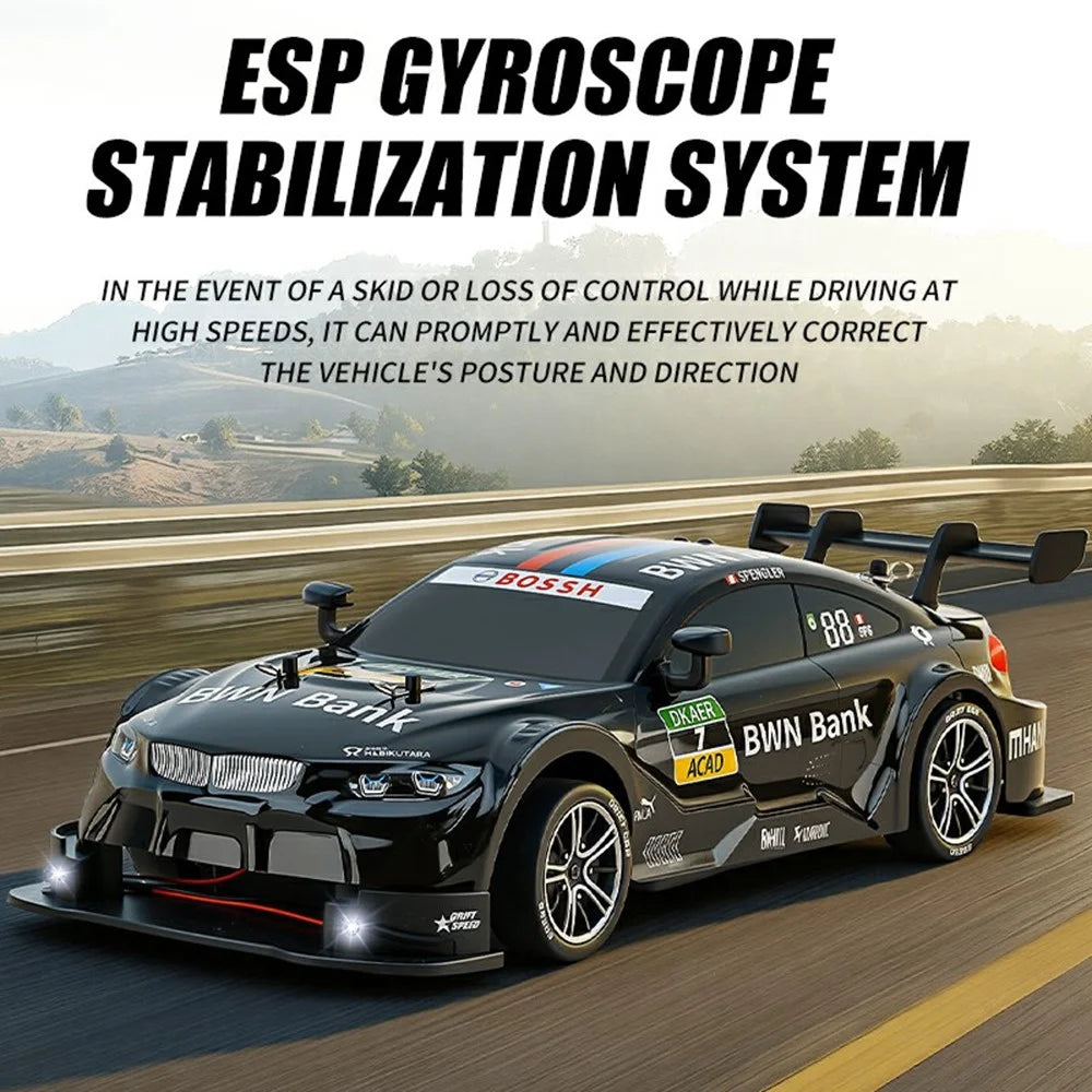 8812 1:18 Scale 4WD RC Drift Car 2.4GHz Remote Control ESP Gyroscope LED Lights All Terrain Racing Car - Black - 3