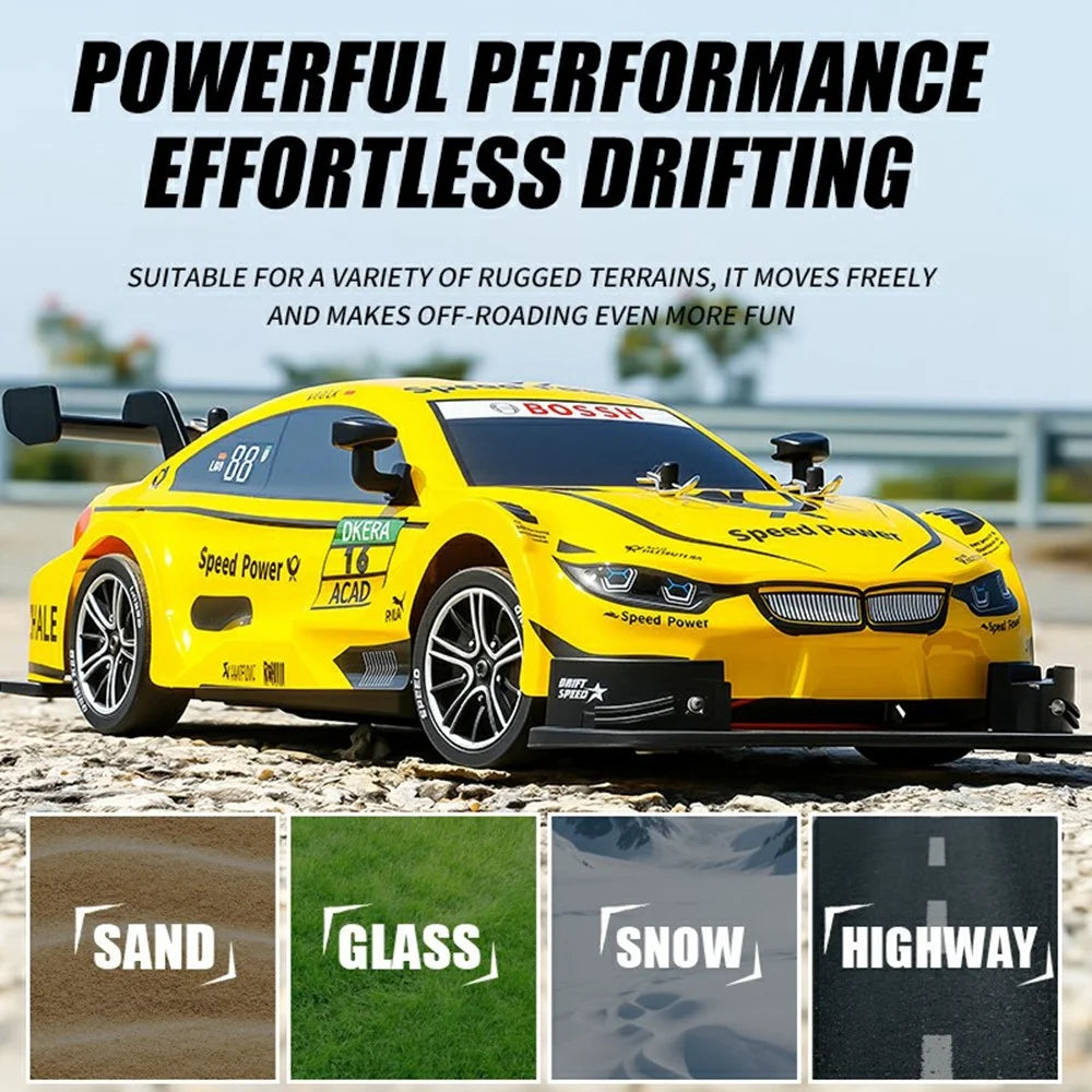 8812 1:18 Scale 4WD RC Drift Car 2.4GHz Remote Control ESP Gyroscope LED Lights All Terrain Racing Car - Black - 4