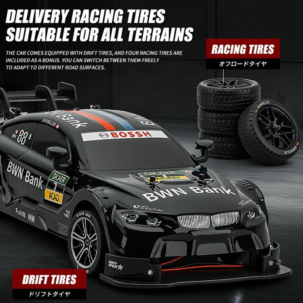 8812 1:18 Scale 4WD RC Drift Car 2.4GHz Remote Control ESP Gyroscope LED Lights All Terrain Racing Car - Black - 5