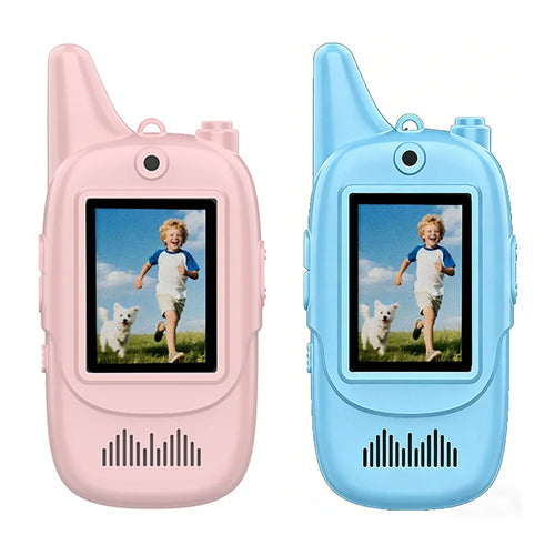 ED2 2Pcs / Set Kids Video Walkie Talkie with Camera Voice Changer Educational Toy for Boys Girls - Pink+Blue - 1