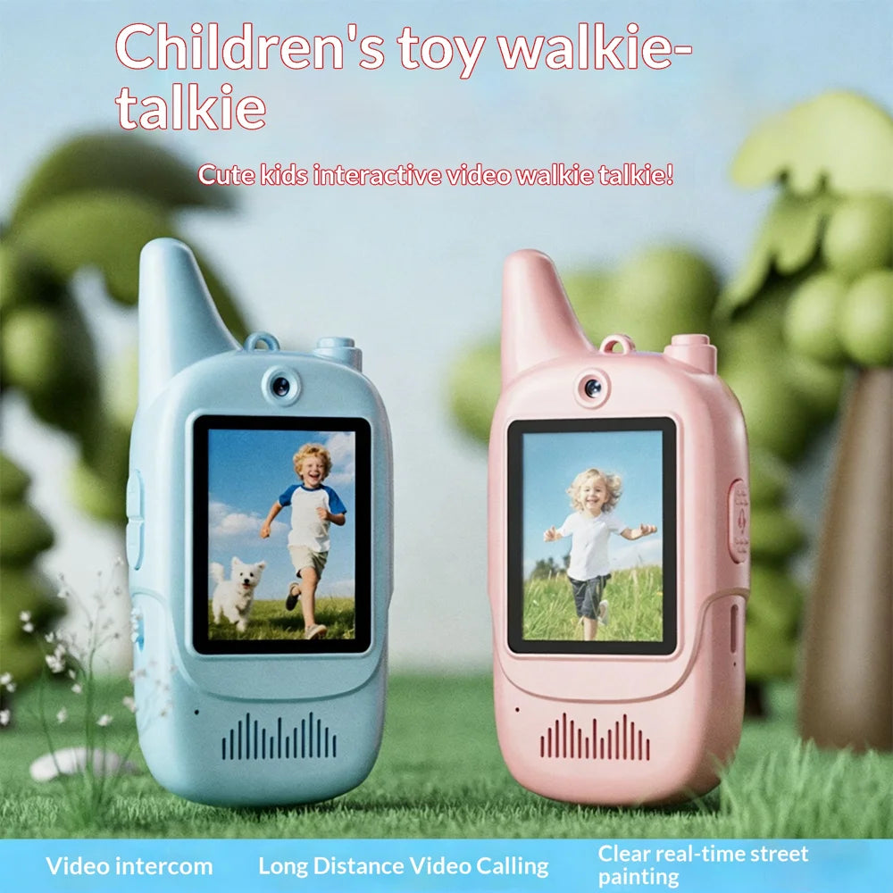 ED2 2Pcs / Set Kids Video Walkie Talkie with Camera Voice Changer Educational Toy for Boys Girls - Pink+Blue - 2