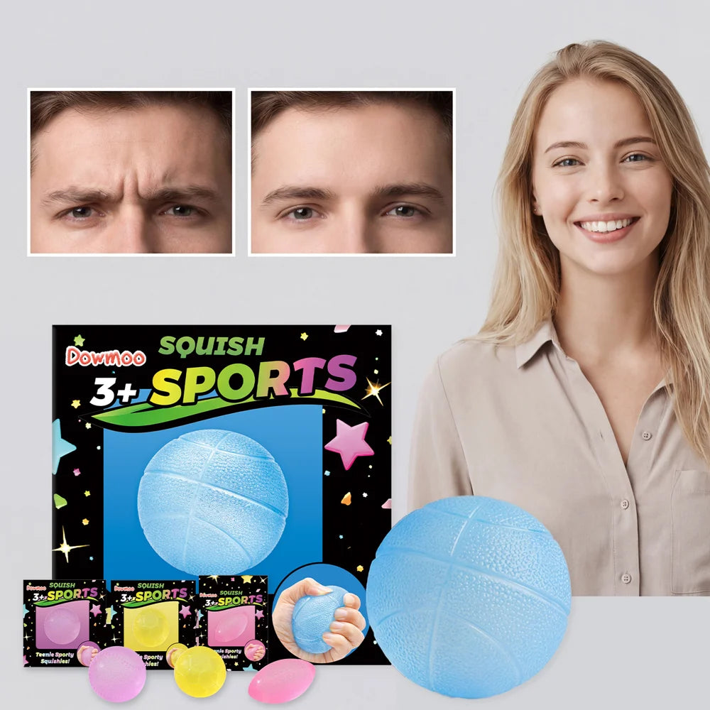 DOWMOO Mini Sports Ball Shape Stress Relief Slow Rebounding TPR Squeeze Toy Desktop Decor - Rugby - 3