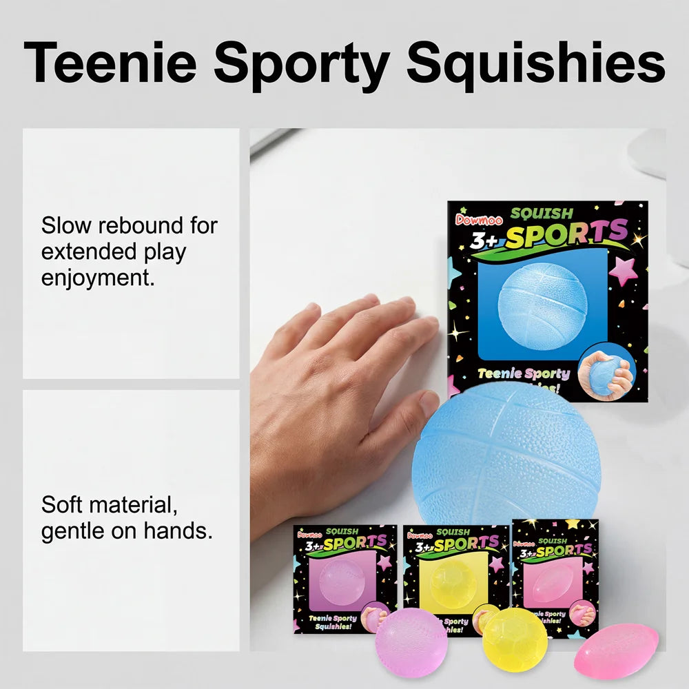 DOWMOO Mini Sports Ball Shape Stress Relief Slow Rebounding TPR Squeeze Toy Desktop Decor - Rugby - 4