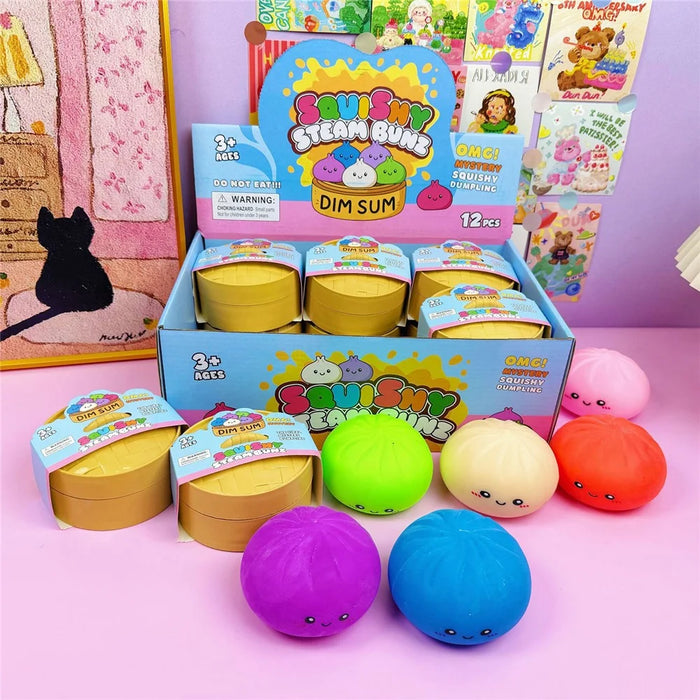 12Pcs  /  Box Colorful Face Style Squishy Bun Shape Stress Ball Stress Relief Toys Squeeze Toys for Kids Adult - 1