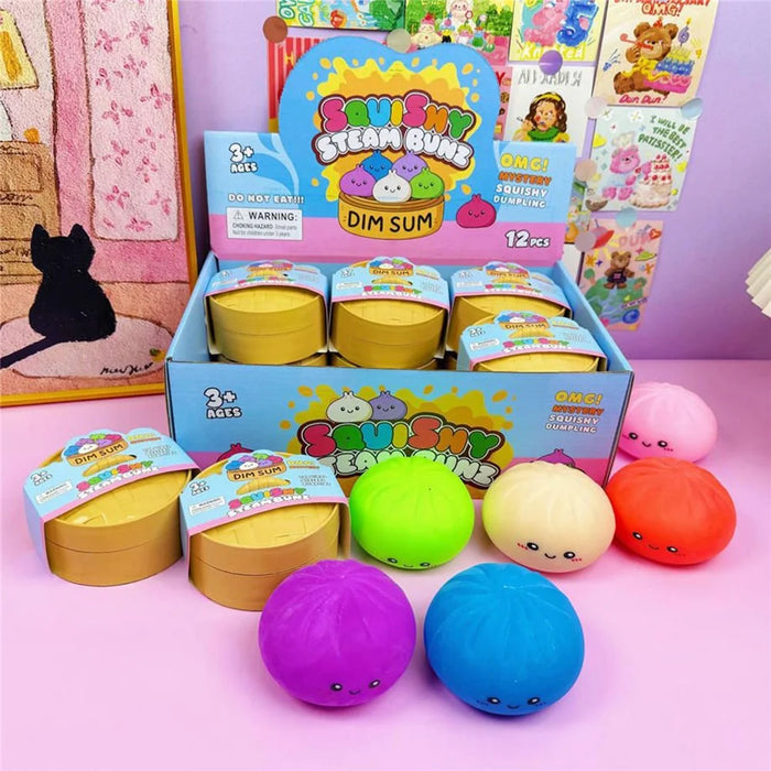 12Pcs  /  Box Colorful Face Style Squishy Bun Shape Stress Ball Stress Relief Toys Squeeze Toys for Kids Adult - 4