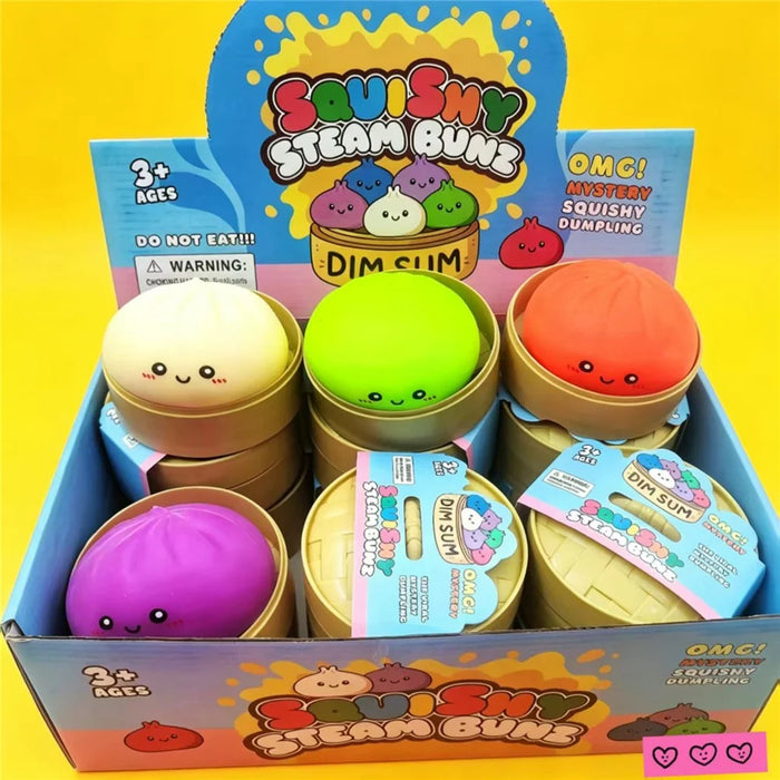 12Pcs  /  Box Colorful Face Style Squishy Bun Shape Stress Ball Stress Relief Toys Squeeze Toys for Kids Adult - 5